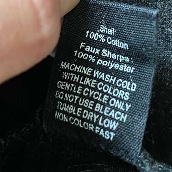 2APM Hater Proof Black Jean Jacket Button Front Embroidered Faux Sherpa Detail - Picture 16 of 16